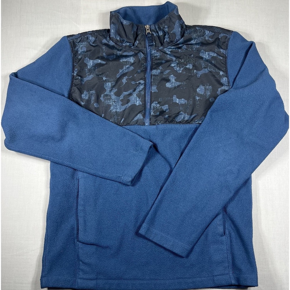 The North Face Fleece Pullover Camo Quarter Zip Blue Mens S